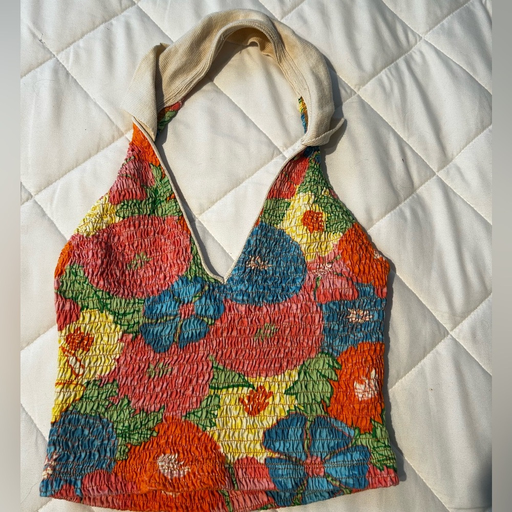 Zara Floral Halter Neck Tank Top